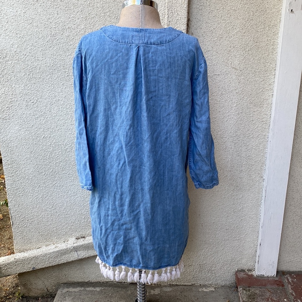 Rails linen blended blue dress w/great pockets and bottom tassels from Neiman’s - Picture 8 of 14